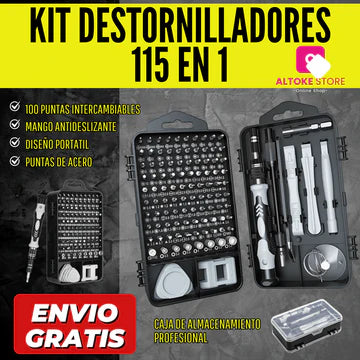 KIT DE DESTORNILLADORES 115 en 1 NEGRO