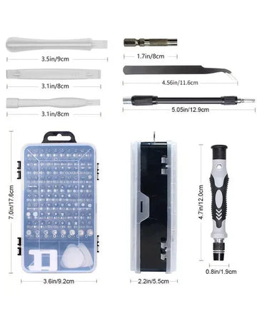 KIT DE DESTORNILLADORES 115 en 1 NEGRO